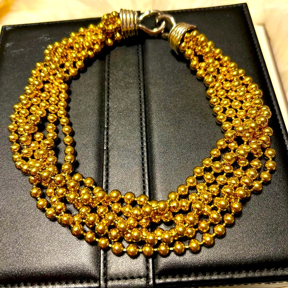 Givenchy Gold-Tone Multi-Strand Beaded Vintage Bijoux Givenchy Necklace.